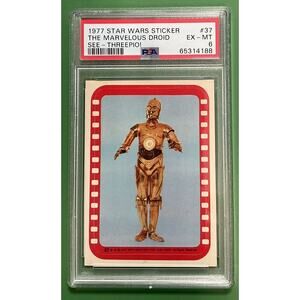 Star Wars 1977 The Marvelous Droid See-Threepio! Sticker #37 PSA 6 CERT#65314188